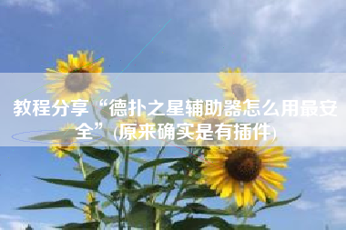 教程分享“德扑之星辅助器怎么用最安全	”(原来确实是有插件)