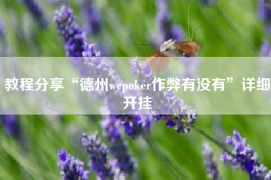 教程分享“德州wepoker作弊有没有	”详细开挂