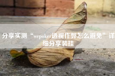 分享实测“wepoker透视作弊怎么避免”详细分享装挂
