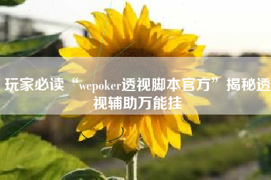 玩家必读“wepoker透视脚本官方”揭秘透视辅助万能挂