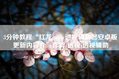 3分钟教程“红龙poker透视辅助器安卓版更新内容介”作弊(透视)透视辅助