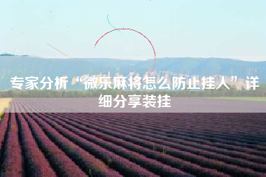 专家分析“微乐麻将怎么防止挂人	”详细分享装挂