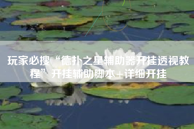 玩家必搜“德扑之星辅助器开挂透视教程”开挂辅助脚本+详细开挂