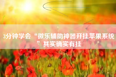 3分钟学会“微乐辅助神器开挂苹果系统”其实确实有挂