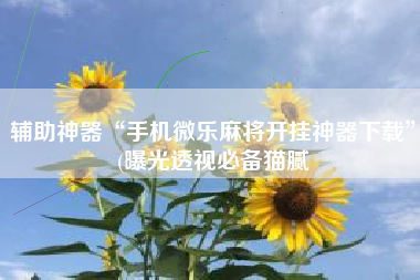 辅助神器“手机微乐麻将开挂神器下载”(曝光透视必备猫腻