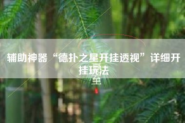 辅助神器“德扑之星开挂透视”详细开挂玩法
