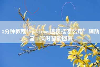 3分钟教程“pokernow透视挂怎么用	”辅助器 - 实时智能回复