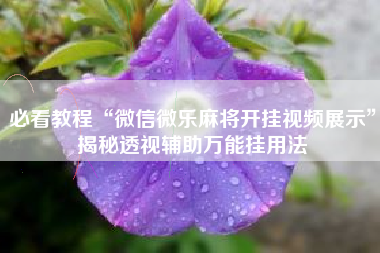 必看教程“微信微乐麻将开挂视频展示”揭秘透视辅助万能挂用法