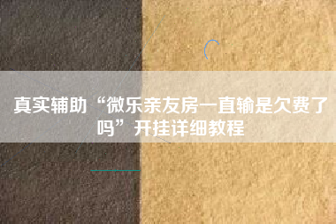 真实辅助“微乐亲友房一直输是欠费了吗”开挂详细教程