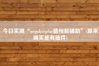 今日实测“wepokerplus德州局辅助”(原来确实是有插件)