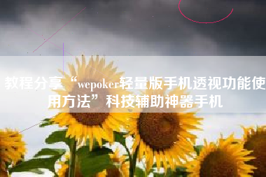教程分享“wepoker轻量版手机透视功能使用方法”科技辅助神器手机