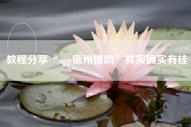 教程分享“app德州辅助”其实确实有挂