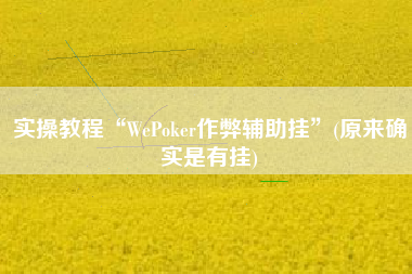 实操教程“WePoker作弊辅助挂”(原来确实是有挂)