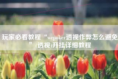 玩家必看教程“wepoker透视作弊怎么避免”(透视)开挂详细教程