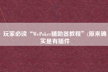 玩家必读“WePoker辅助器教程”(原来确实是有插件