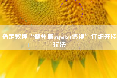 指定教程“德州局wepoker透视	”详细开挂玩法