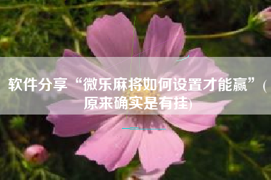 软件分享“微乐麻将如何设置才能赢	”(原来确实是有挂)