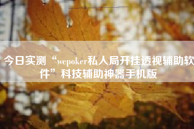 今日实测“wepoker私人局开挂透视辅助软件”科技辅助神器手机版