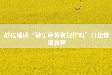 教程辅助“微乐麻将有规律吗”开挂详细教程