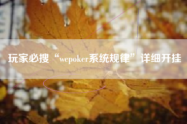 玩家必搜“wepoker系统规律	”详细开挂