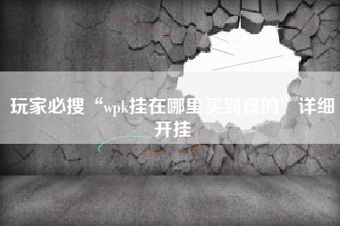 玩家必搜“wpk挂在哪里买到真的	”详细开挂