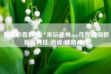 玩家必看教程“来玩德州app作弊详细教程	”开挂(透视)辅助神器