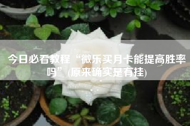 今日必看教程“微乐买月卡能提高胜率吗”(原来确实是有挂)