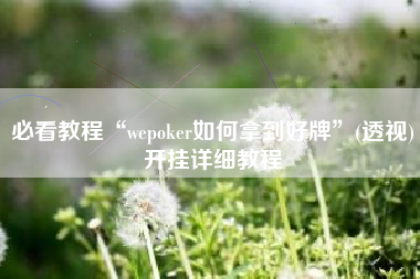 必看教程“wepoker如何拿到好牌”(透视)开挂详细教程