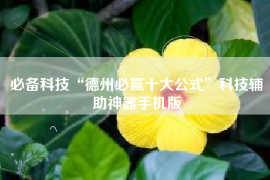 必备科技“德州必赢十大公式	”科技辅助神器手机版