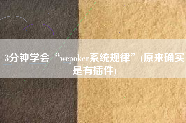 3分钟学会“wepoker系统规律	”(原来确实是有插件)