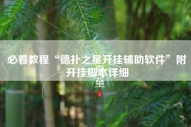 必看教程“德扑之星开挂辅助软件”附开挂脚本详细
