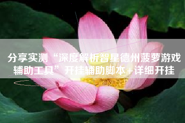 分享实测“深度解析智星德州菠萝游戏辅助工具	”开挂辅助脚本+详细开挂
