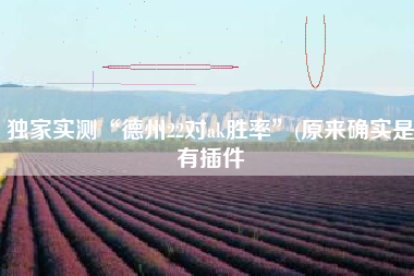 独家实测“德州22对ak胜率”(原来确实是有插件