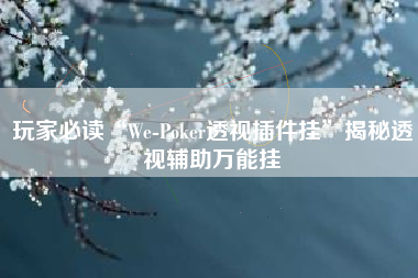 玩家必读“We-Poker透视插件挂”揭秘透视辅助万能挂