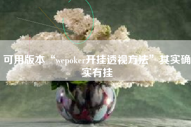 可用版本“wepoker开挂透视方法”其实确实有挂