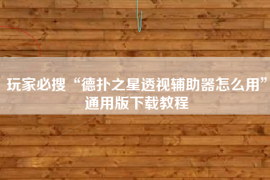 玩家必搜“德扑之星透视辅助器怎么用”通用版下载教程