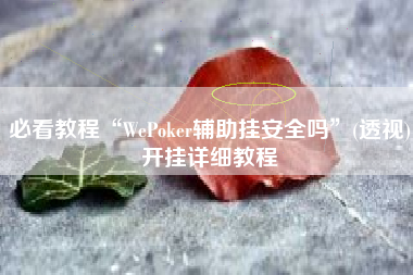 必看教程“WePoker辅助挂安全吗”(透视)开挂详细教程