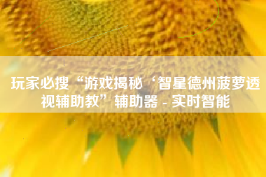 玩家必搜“游戏揭秘‘智星德州菠萝透视辅助教”辅助器 - 实时智能
