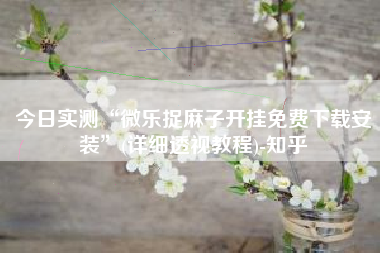 今日实测“微乐捉麻子开挂免费下载安装”(详细透视教程)-知乎