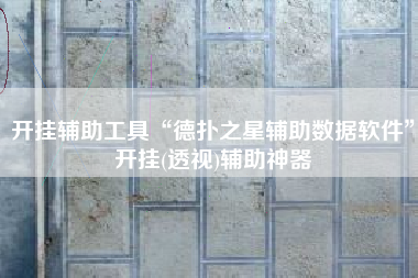 开挂辅助工具“德扑之星辅助数据软件”开挂(透视)辅助神器