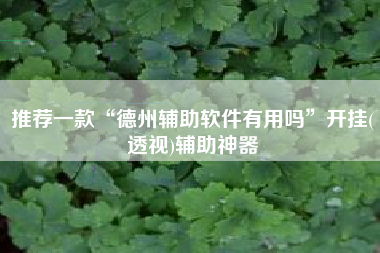 推荐一款“德州辅助软件有用吗	”开挂(透视)辅助神器