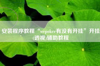 安装程序教程“wepoker有没有开挂	”开挂(透视)辅助教程