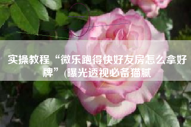 实操教程“微乐跑得快好友房怎么拿好牌	”(曝光透视必备猫腻