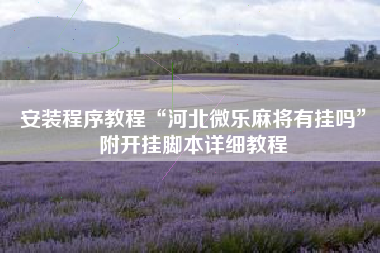 安装程序教程“河北微乐麻将有挂吗	”附开挂脚本详细教程