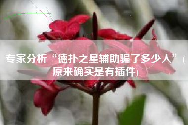 专家分析“德扑之星辅助骗了多少人	”(原来确实是有插件)