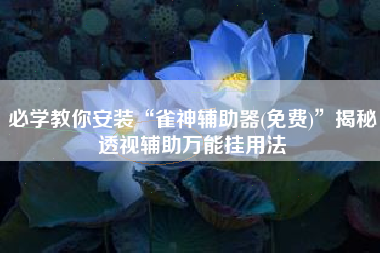 必学教你安装“雀神辅助器(免费)”揭秘透视辅助万能挂用法