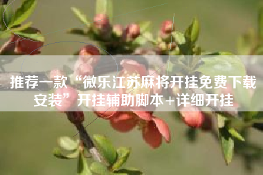 推荐一款“微乐江苏麻将开挂免费下载安装”开挂辅助脚本+详细开挂