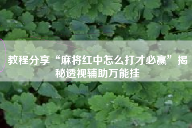 教程分享“麻将红中怎么打才必赢”揭秘透视辅助万能挂