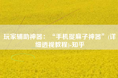 玩家辅助神器：“手机捉麻子神器	”(详细透视教程)-知乎