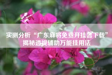 实测分析“广东麻将免费开挂器下载”揭秘透视辅助万能挂用法